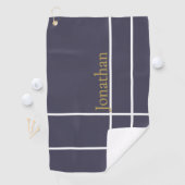 Moderne grijs blauw en goud minimalistische aangep golfhanddoek (Insitu)