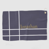 Moderne grijs blauw en goud minimalistische aangep golfhanddoek (Horizontaal)