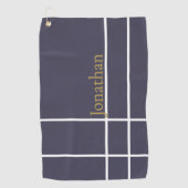 Moderne grijs blauw en goud minimalistische aangep golfhanddoek (Voorkant)