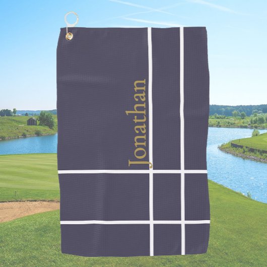 Moderne grijs blauw en goud minimalistische aangep golfhanddoek