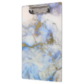Moderne Grijs Blauw & Goud Marmeren Steen Klembord (Links)