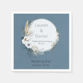 Moderne Grijs en Blauw Huwelijk Servet (Voorkant)