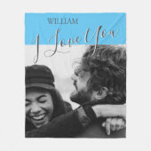 Moderne grijs en blauw| Ik hou van je foto Fleece Deken (Voorkant)