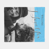 Moderne grijs en blauw| Ik hou van je foto Fleece Deken (Voorkant (Horizontaal))