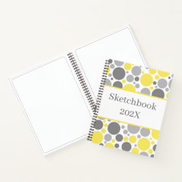 Moderne Grijs en Gele Bubbles Sketchbook Notitieboek