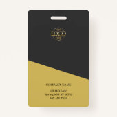 Moderne Grijs en Goud Medewerker Foto & Bedrijf Lo Badge (Achterkant)