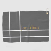Moderne grijs en goud minimalistische aangepaste n golfhanddoek (Horizontaal)