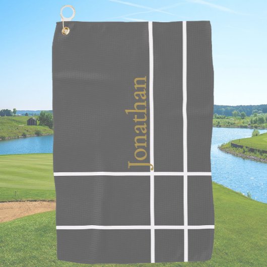 Moderne grijs en goud minimalistische aangepaste n golfhanddoek