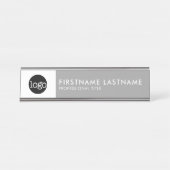 Moderne grijs en wit - voeg Logo, naam, titel toe Bureau Naambordje (Voorkant)