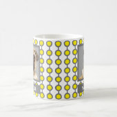 Moderne Grijs Geel Geometrisch Patroon Pet Foto Koffiemok (Center)