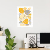 Moderne Grijs Gele Abstract Patroon Poster (Thuiskantoor)