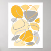 Moderne Grijs Gele Abstract Patroon Poster (Voorkant)