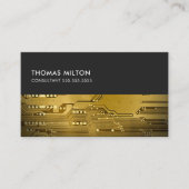 Moderne Grijs Goud Circuit Board Consultant Visitekaartje (Voorkant)
