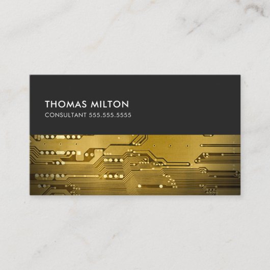 Moderne Grijs Goud Circuit Board Consultant Visitekaartje (Voorkant)