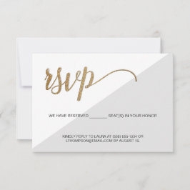 Moderne Grijs Goud RSVP geen mailing Voorbehouden  Kaartje
