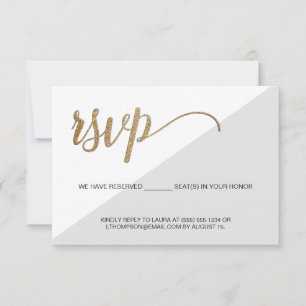 Moderne Grijs Goud RSVP geen mailing Voorbehouden  Kaartje