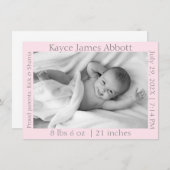 Moderne grijs op pastroze geboorte aankondiging (Voorkant / Achterkant)