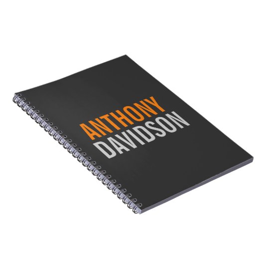 Moderne Grijs Oranje Tekst Minimalistisch Elegante Notitieboek (Rechterzijde)