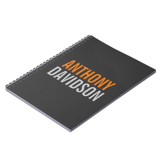 Moderne Grijs Oranje Tekst Minimalistisch Elegante Notitieboek (Linkerzijde)