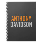 Moderne Grijs Oranje Tekst Minimalistisch Elegante Notitieboek (Voorkant)