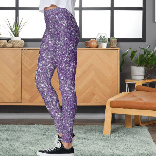Moderne Grijs Paarse Glitter Achtergrond Sport Cad Leggings