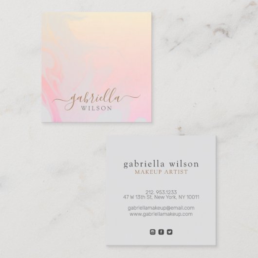 Moderne grijs| Roze kleurige kleuraanduiding Vierkante Visitekaartje (Voorkant / Achterkant)