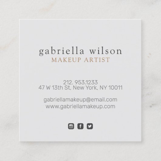 Moderne grijs| Roze kleurige kleuraanduiding Vierkante Visitekaartje (Achterkant)