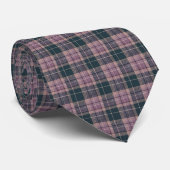 Moderne Grijs Roze Tartan Stropdas (Opgerold)