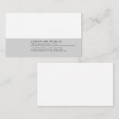 Moderne Grijs Wit Professioneel Elegant Plain Visitekaartje (Voorkant / Achterkant)