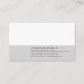 Moderne Grijs Wit Professioneel Elegant Plain Visitekaartje (Voorkant)