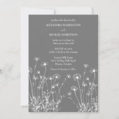 Moderne Grijs & Wit Wildflower Bruiloft Kaart (Voorkant)