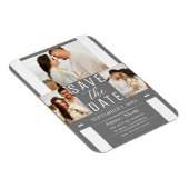 Moderne Grijs Witte Save the Date 3 Foto Bruiloft Magneet (Rechterzijde)