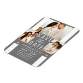 Moderne Grijs Witte Save the Date 3 Foto Bruiloft Magneet (Linkerzijde)