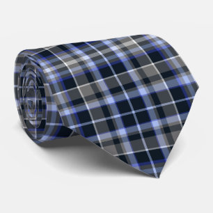 Moderne grijsblauwe tartan ruitpatroon stropdas