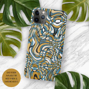 Moderne grijsblauwe taupe bruine zwarte kunstpatro Case-Mate iPhone case