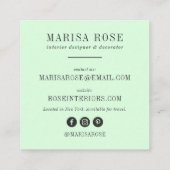 Moderne grijsbloemen waterverf rozen mintgroen vierkante visitekaartje (Achterkant)