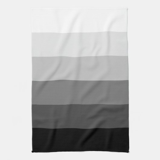 Moderne grijswaardengradiëntstreekpatroon theedoek (Verticaal)