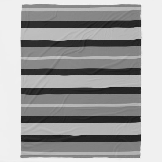 Moderne grijswaardenstapes zwart grijs fleece deken (Voorkant)
