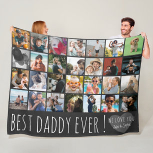 Moderne Grijze 28 Foto Collage Beste Papa Ooit Fleece Deken