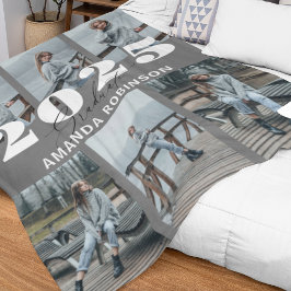 Moderne grijze 6 foto afstuderen fleece deken