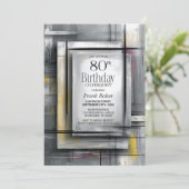 Moderne grijze 80ste verjaardagsfeestje kaart (Staand voorkant)