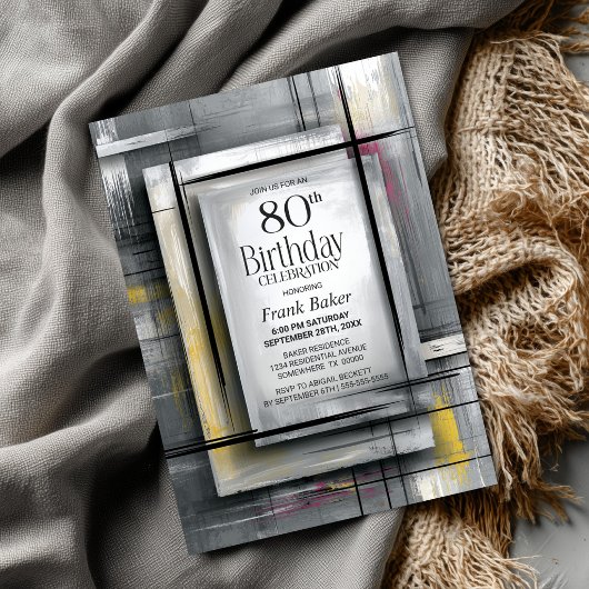 Moderne grijze 80ste verjaardagsfeestje kaart