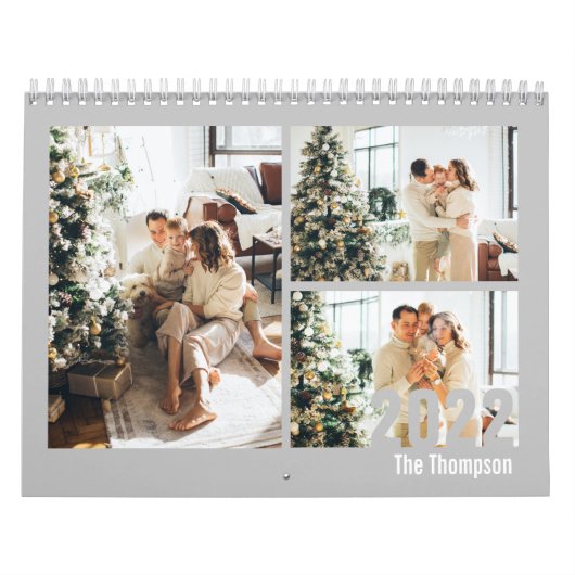 Moderne Grijze Aangepaste Creëer uw eigen fotokale Kalender (Hoes)