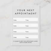 Moderne grijze aangepaste logo verticale afspraakk afsprakenkaartje (Voorkant)