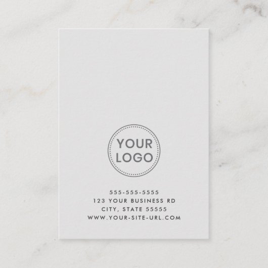 Moderne grijze aangepaste logo verticale afspraakk afsprakenkaartje (Achterkant)