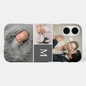 Moderne Grijze Aangepaste Monogram Fotocollage Case-Mate iPhone Case (Achterkant (horizontaal))