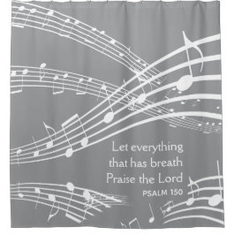 Moderne Grijze aangepaste Muzieknoten Douchegordijn