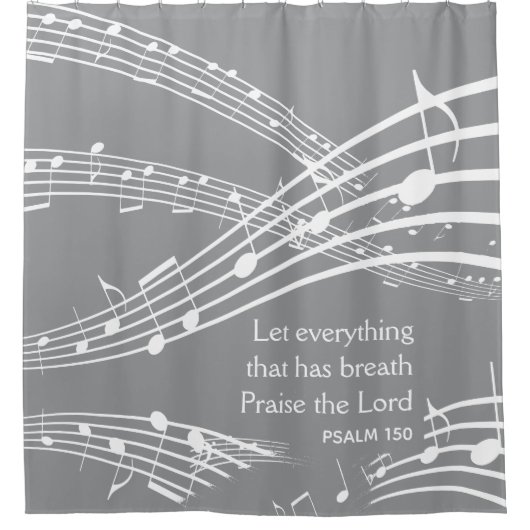 Moderne Grijze aangepaste Muzieknoten Douchegordijn (Voorkant)