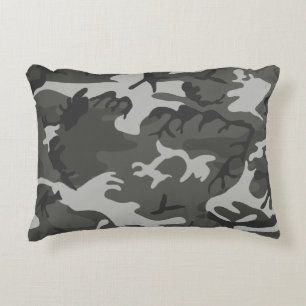 Moderne Grijze Abstracte Camo Camouflage Decoratief Kussen