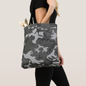 Moderne Grijze Abstracte Camo Camouflage Tote Bag (Dichtbij)